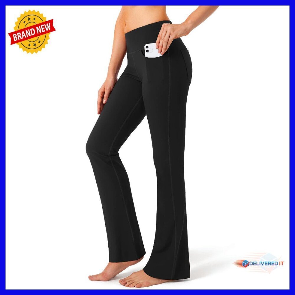 High Waist Yoga Pants with Pockets Flare Leggings Bootcut Work Casual